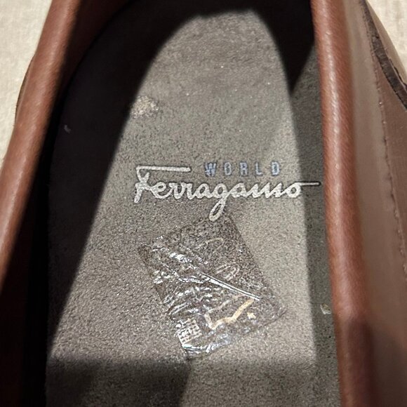 Mens Salvatore Ferragamo Brown Leather Flats Loafers Shoes 8.5 EE/EEE main image 11
